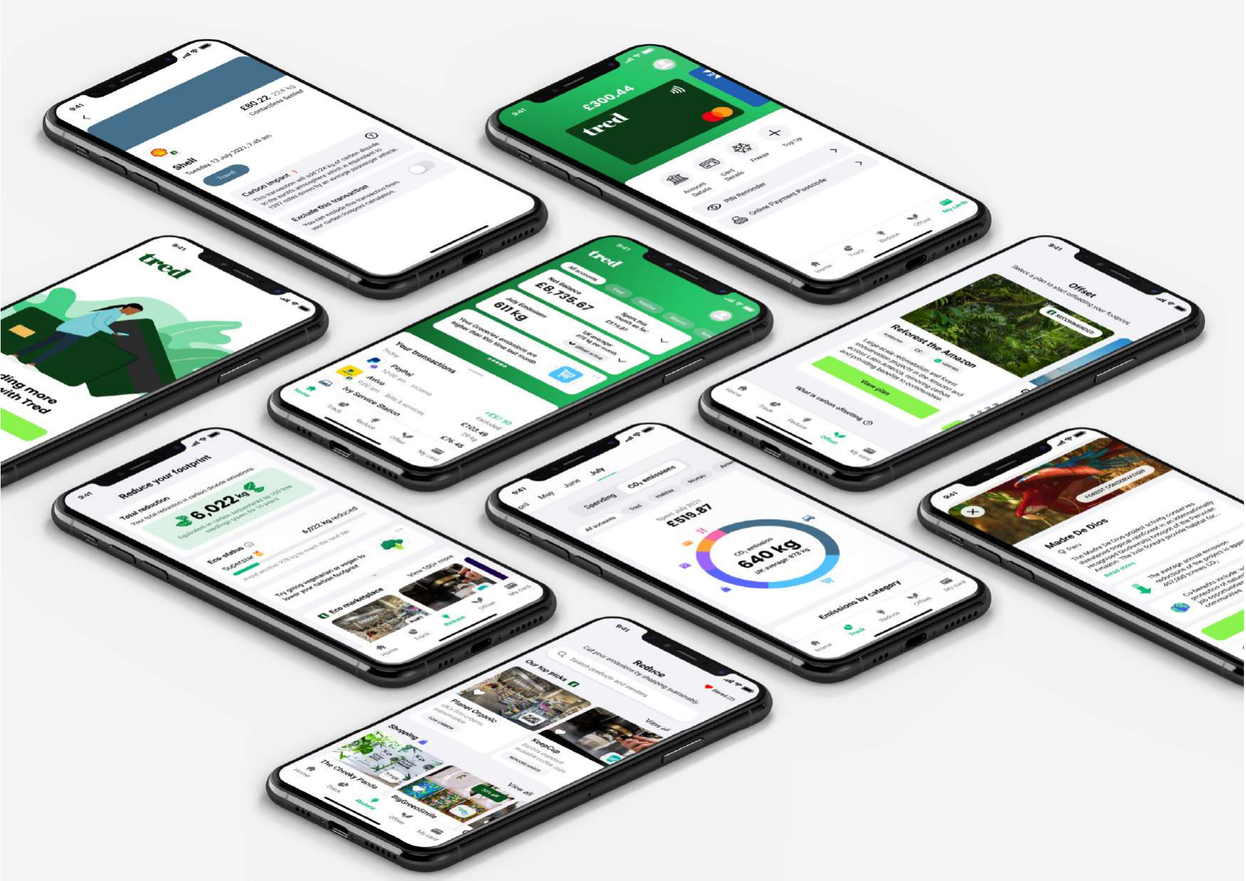 Tred app screens spread